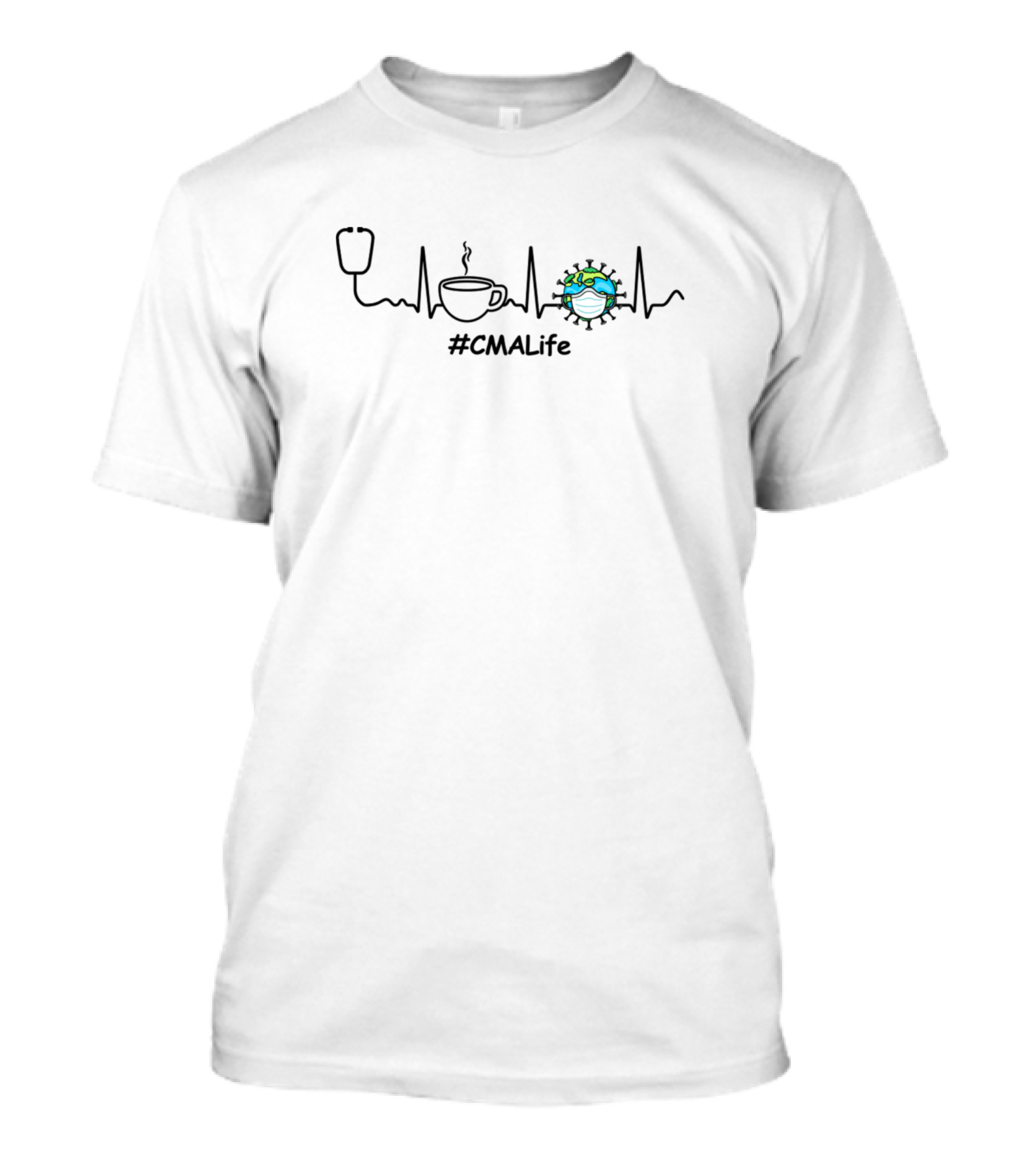 CMA Life Heartbeat Coffee Nurse Earth T-Shirt
