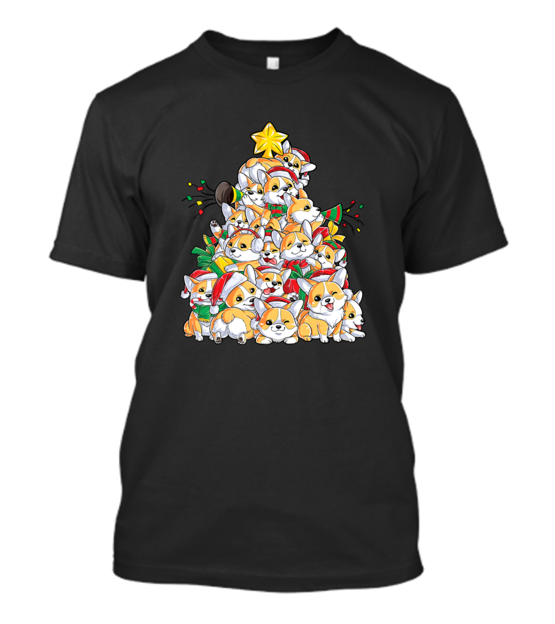 Corgi Christmas Tree Santa Merry Corgmas T-Shirt