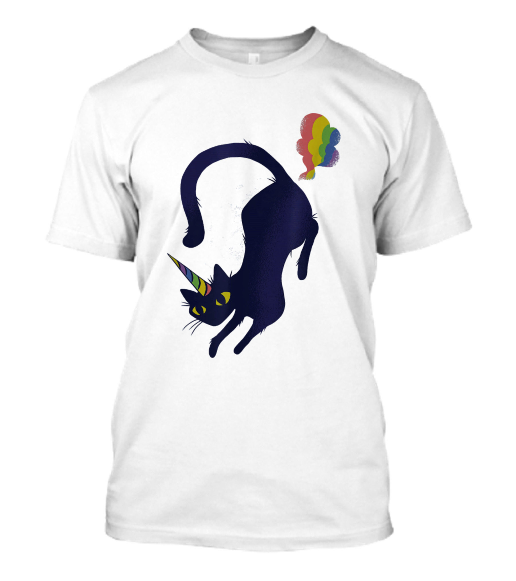 Cute Caticorn Meowcorn Rainbow Cat Kittycorn Unico Magical Feline With Rainbow Horn And Tail T-Shirt