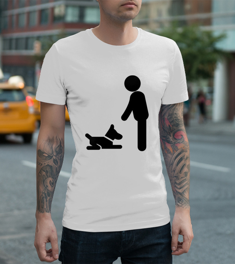 Dog Owner on Sitting Command Obedience T-Shirt