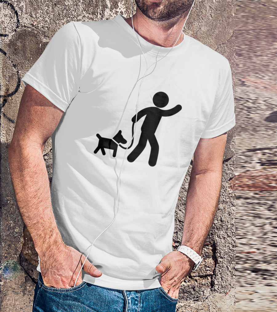 Dog Owner Walking Symbol With Dog Leash T-Shirt