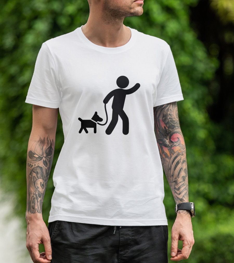 Dog Owner Walking Symbol With Dog Leash T-Shirt