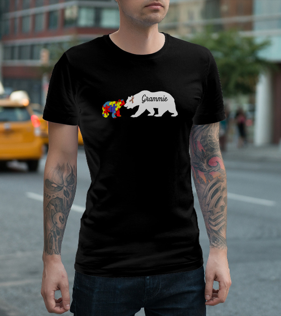Grammie Bear with Autism Puzzle Bear T-Shirt