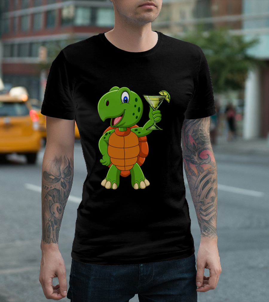 Green Sea Turtle Cocktail Cheers Unique T-Shirt