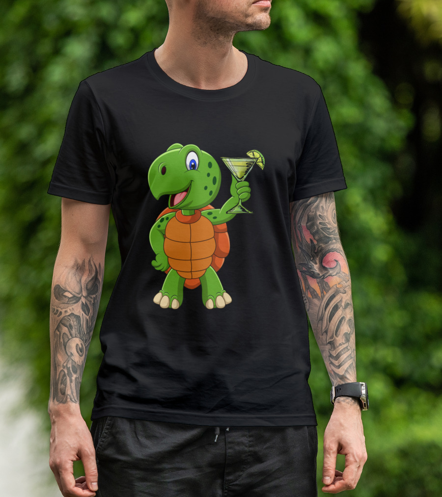 Green Sea Turtle Cocktail Cheers Unique T-Shirt