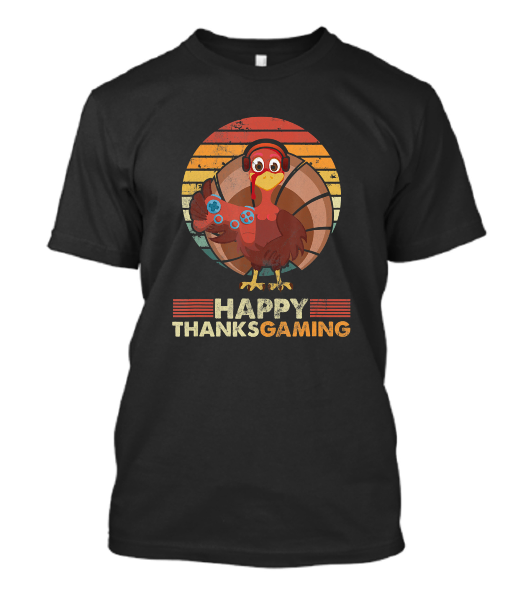 Happy Thanksgaming Thanksgiving Day Gaming Party Turkey With Headphones And Controller T-Shirt