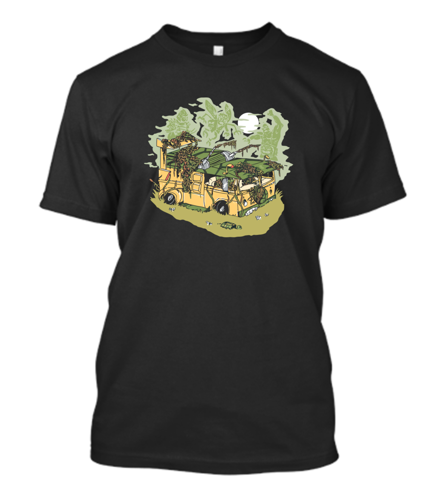 Haunted Old Party Wagon With Creepy Vines And Full Moon T-Shirt