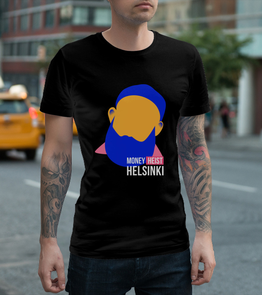 Helsinki Money Heist Character Silhouette With Beard And Cap T-Shirt