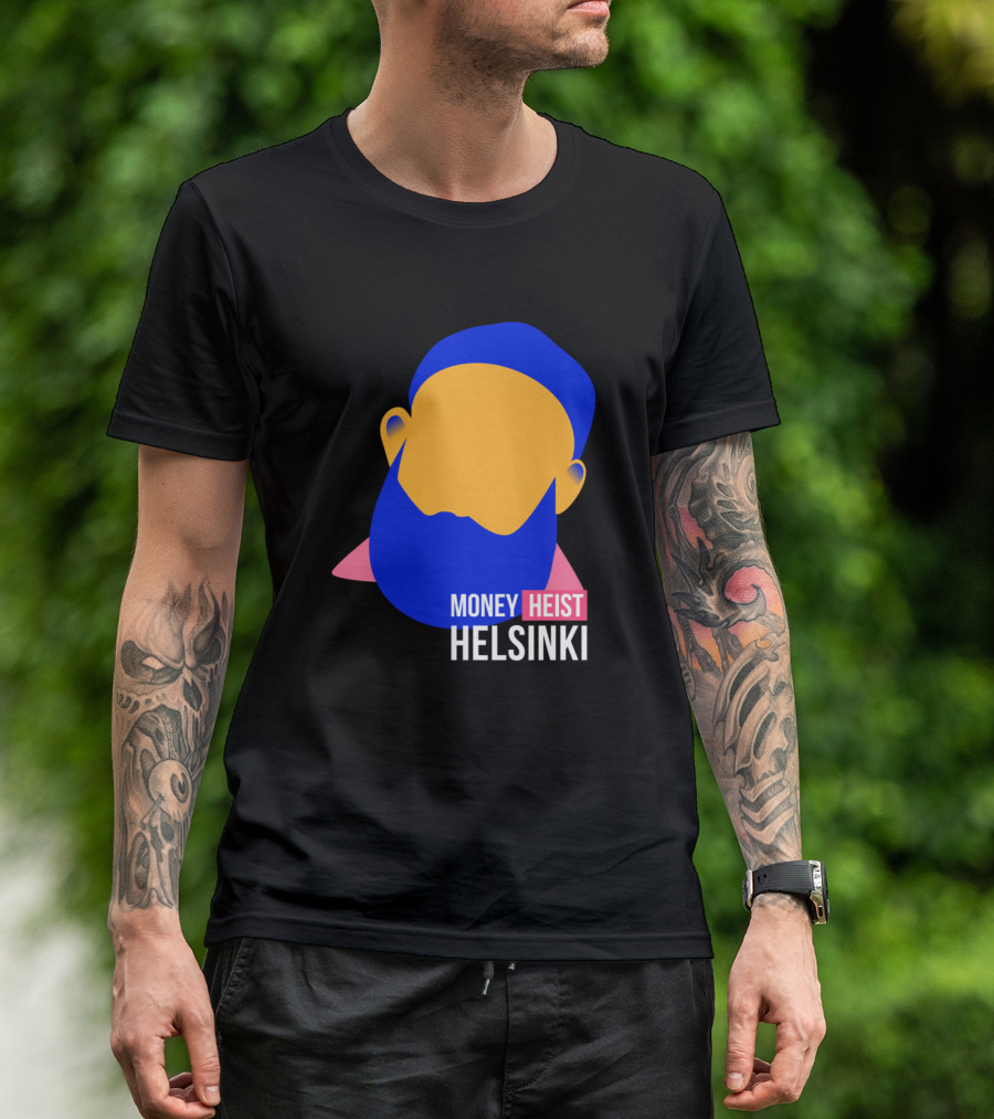 Helsinki Money Heist Character Silhouette With Beard And Cap T-Shirt