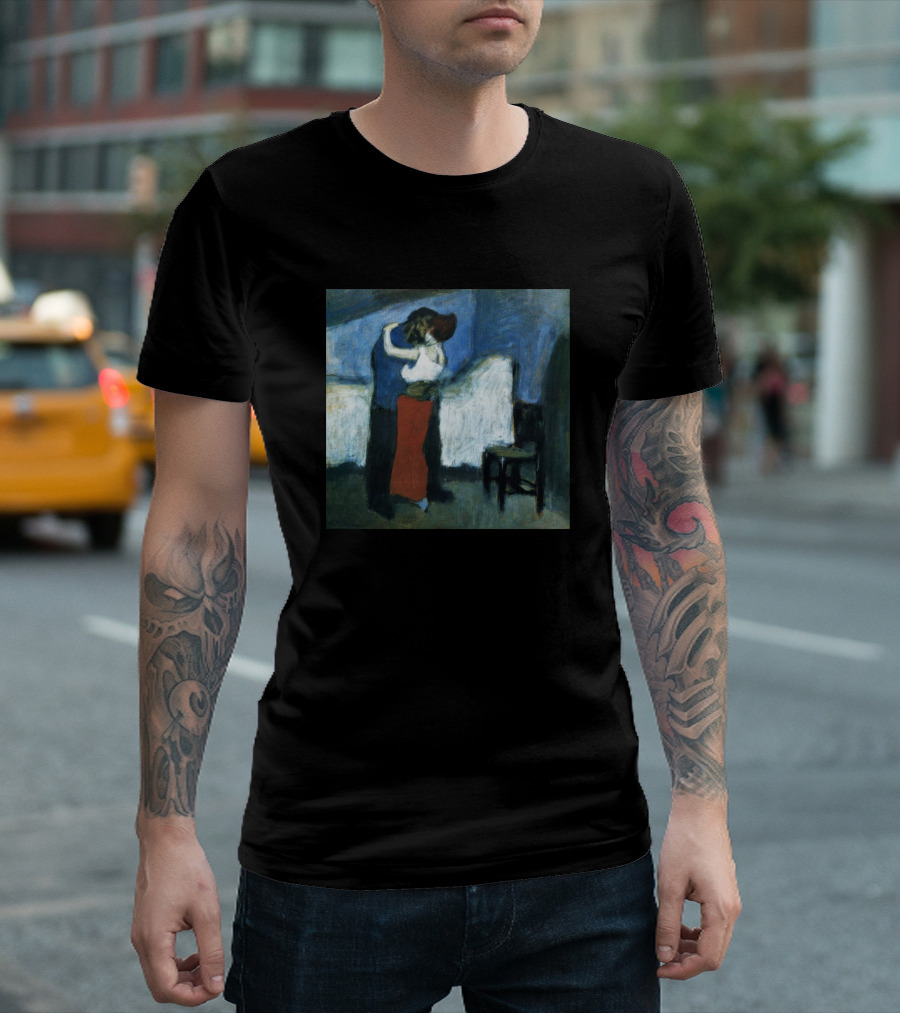 High Resolution Embrace Pablo Picasso Blue Period Romantic Couple T-Shirt
