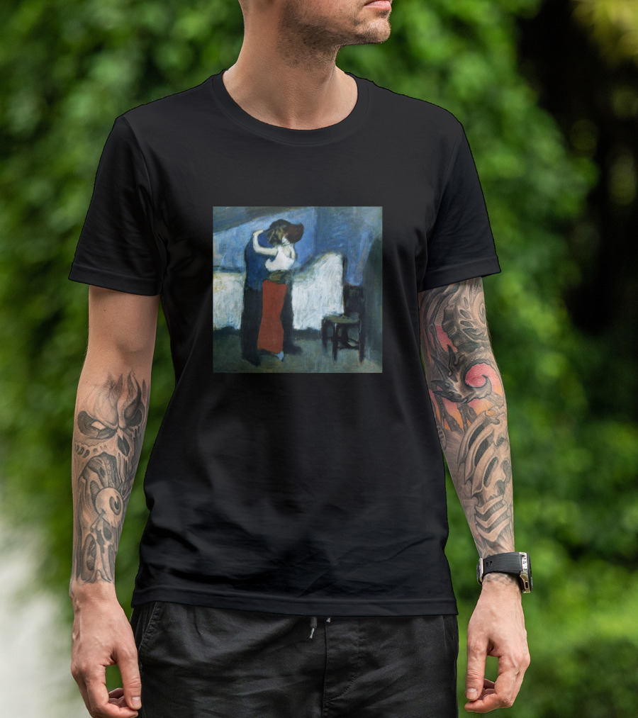 High Resolution Embrace Pablo Picasso Blue Period Romantic Couple T-Shirt