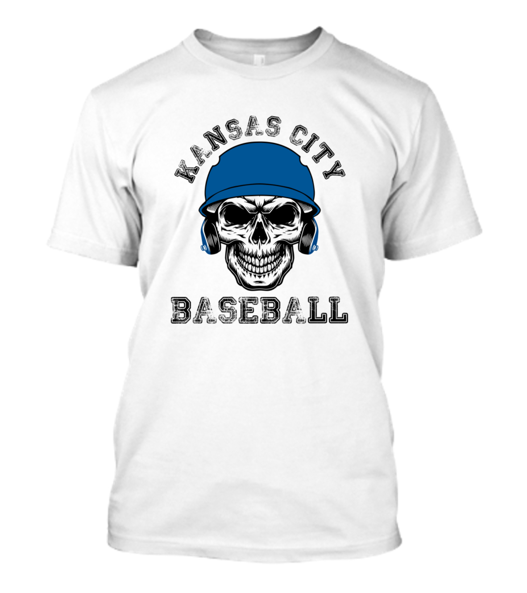 Kansas City Baseball Skull Helmet T-Shirt