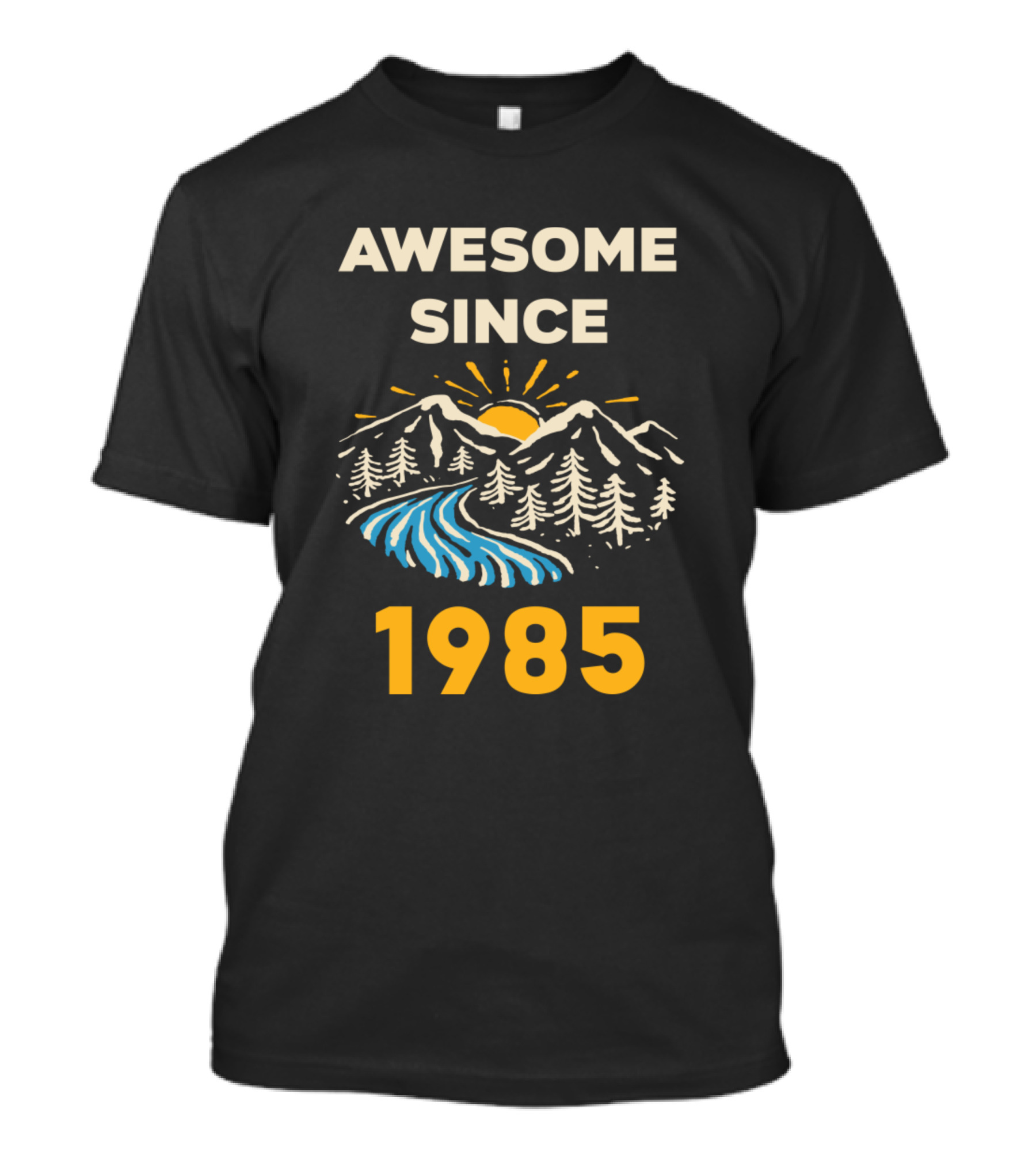 AWESOME SINCE 1985 MOUNTAIN SUNSET RIVER LANDSCAPE T-Shirt