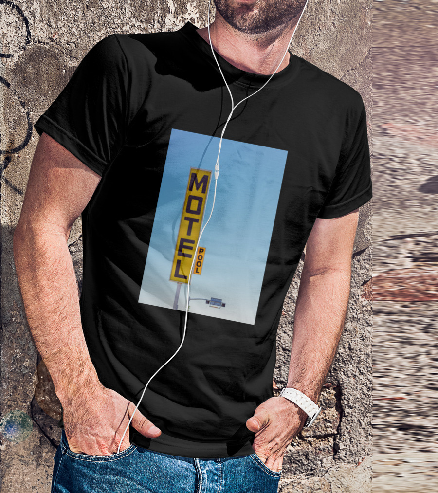Retro Yellow Motel Pool Sign Against Clear Sky T-Shirt
