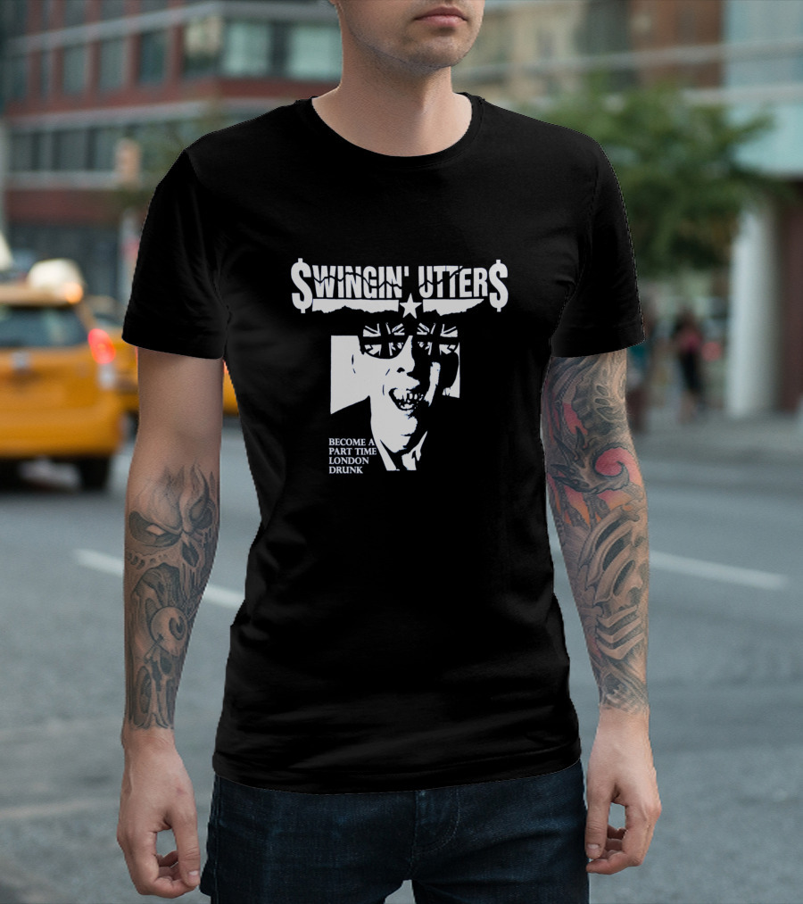 Swingin Utters Union Jack Sunglasses Become A Part Time London Drunk T-Shirt