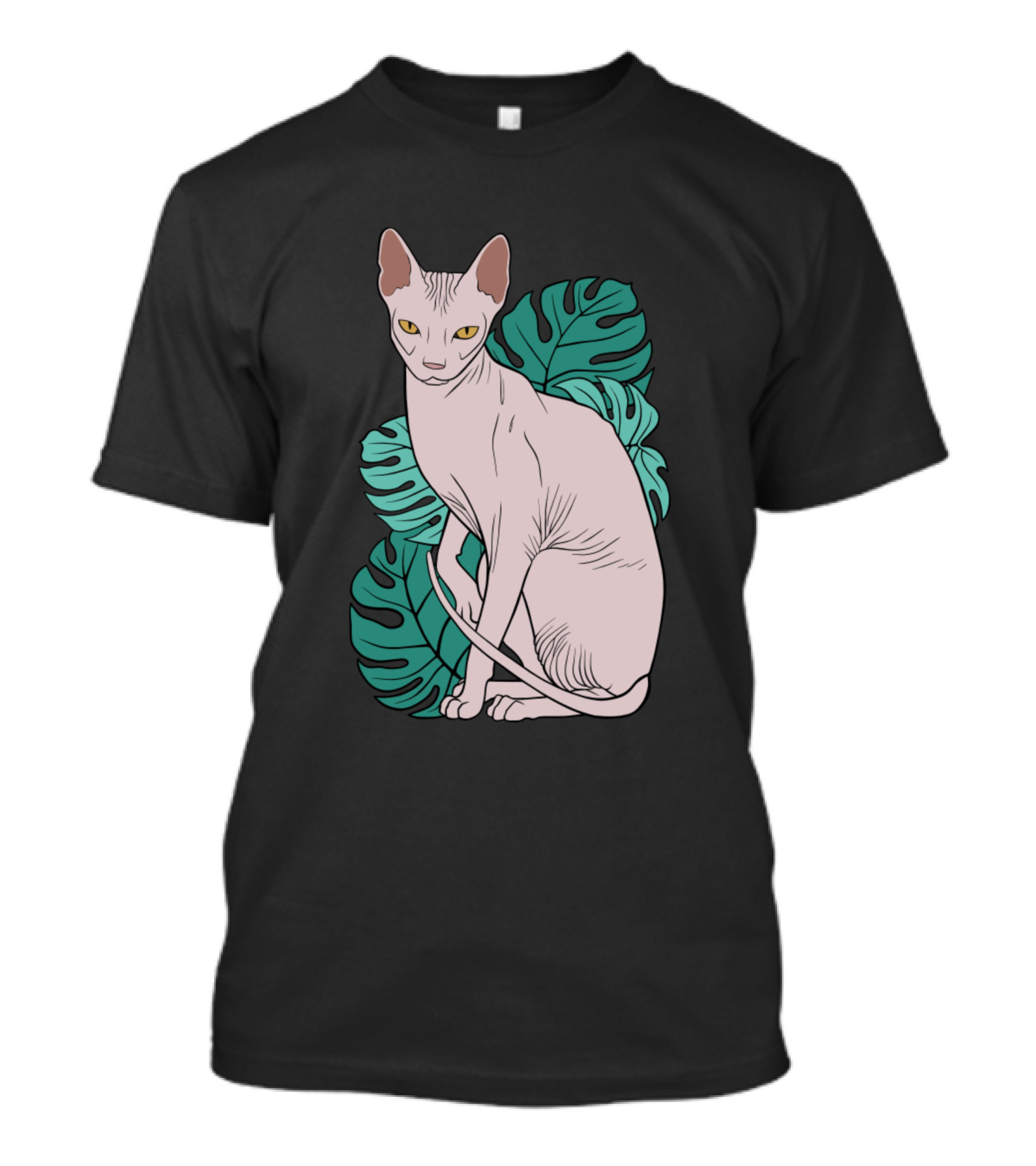 Chill Sphynx Cat With Tropical Leaves T-Shirt