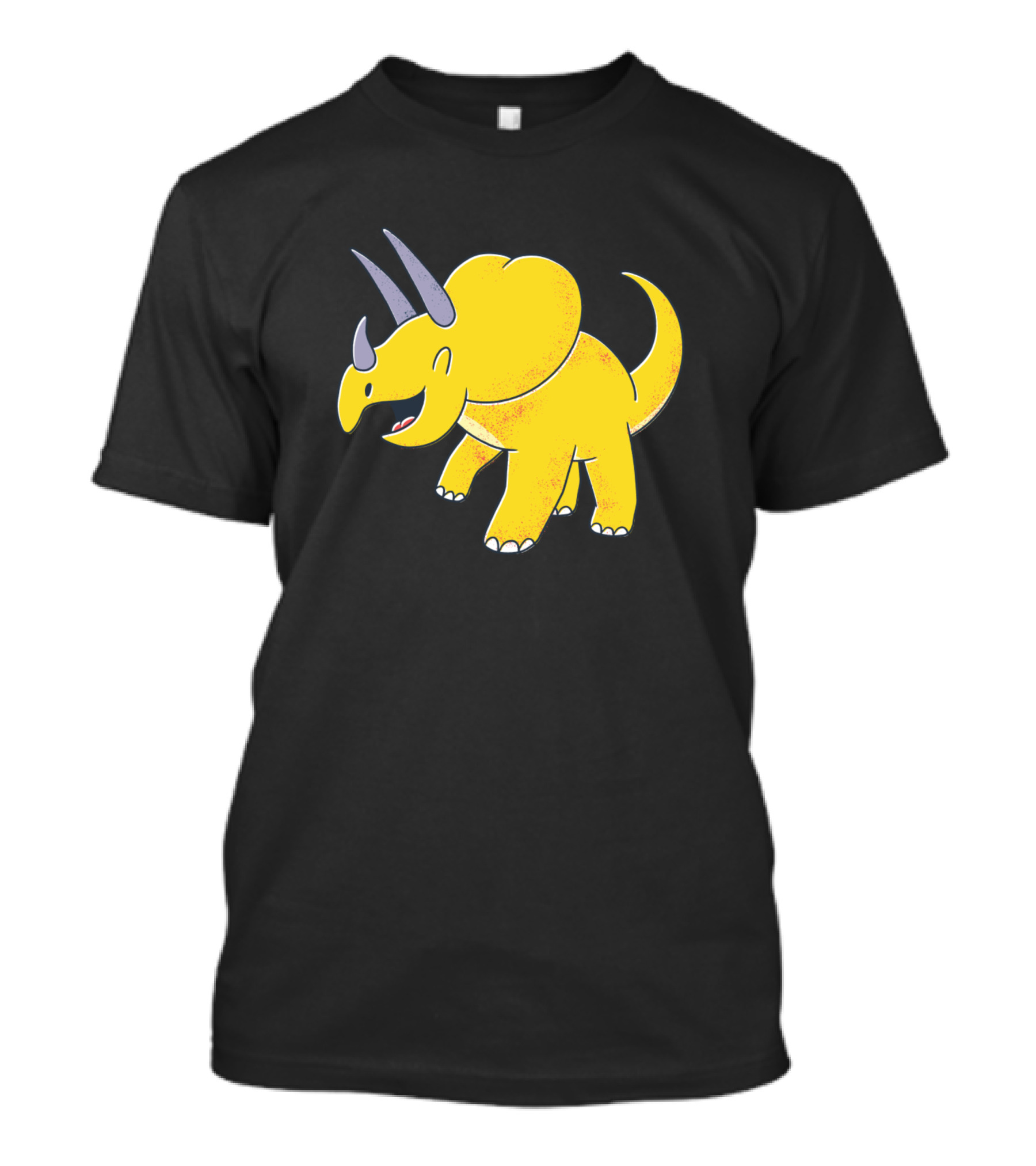 Adorable Yellow Triceratops Cartoon With Horns T-Shirt