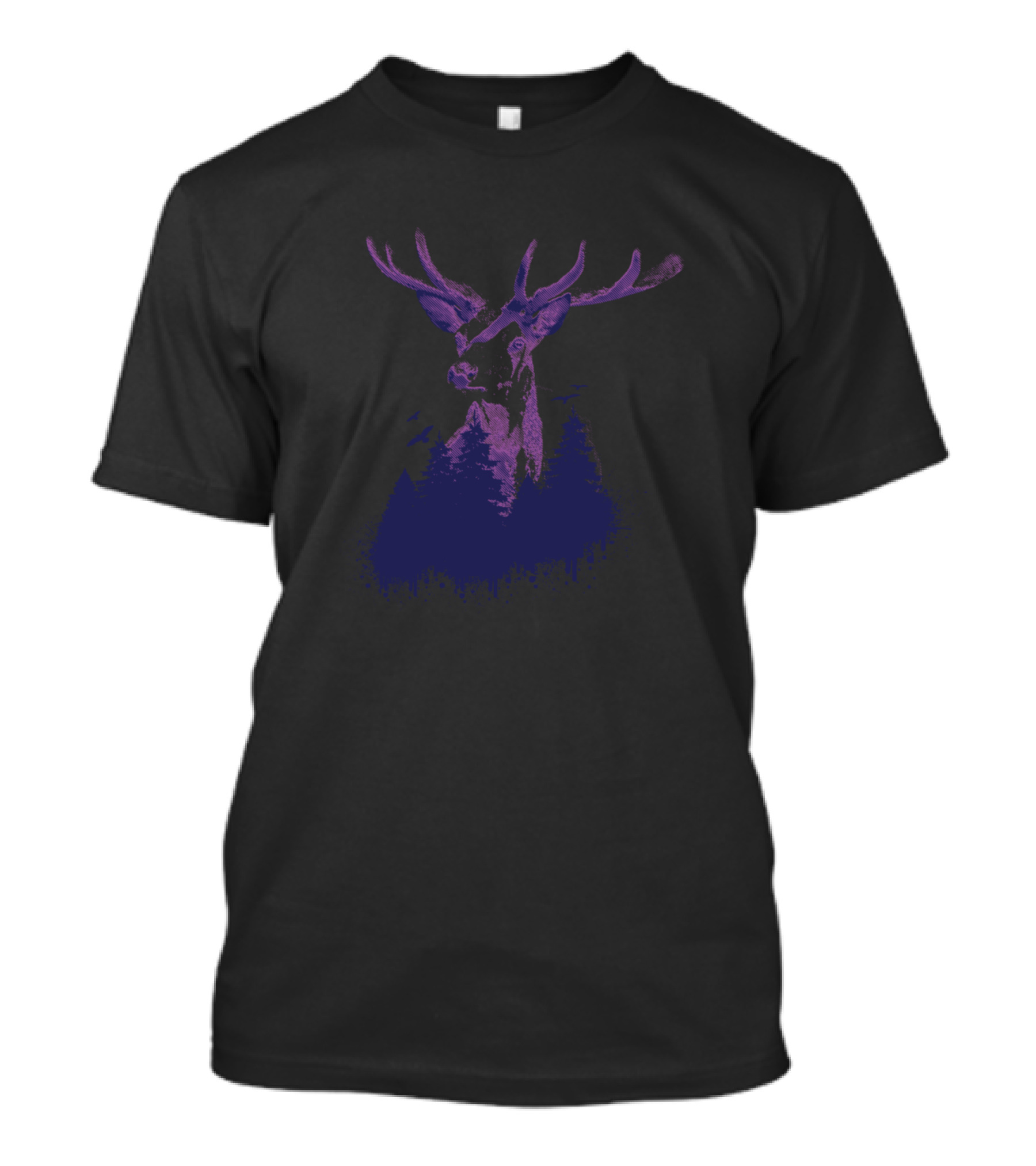 Deer Forest Dark Mystical Woodland Scene T-Shirt