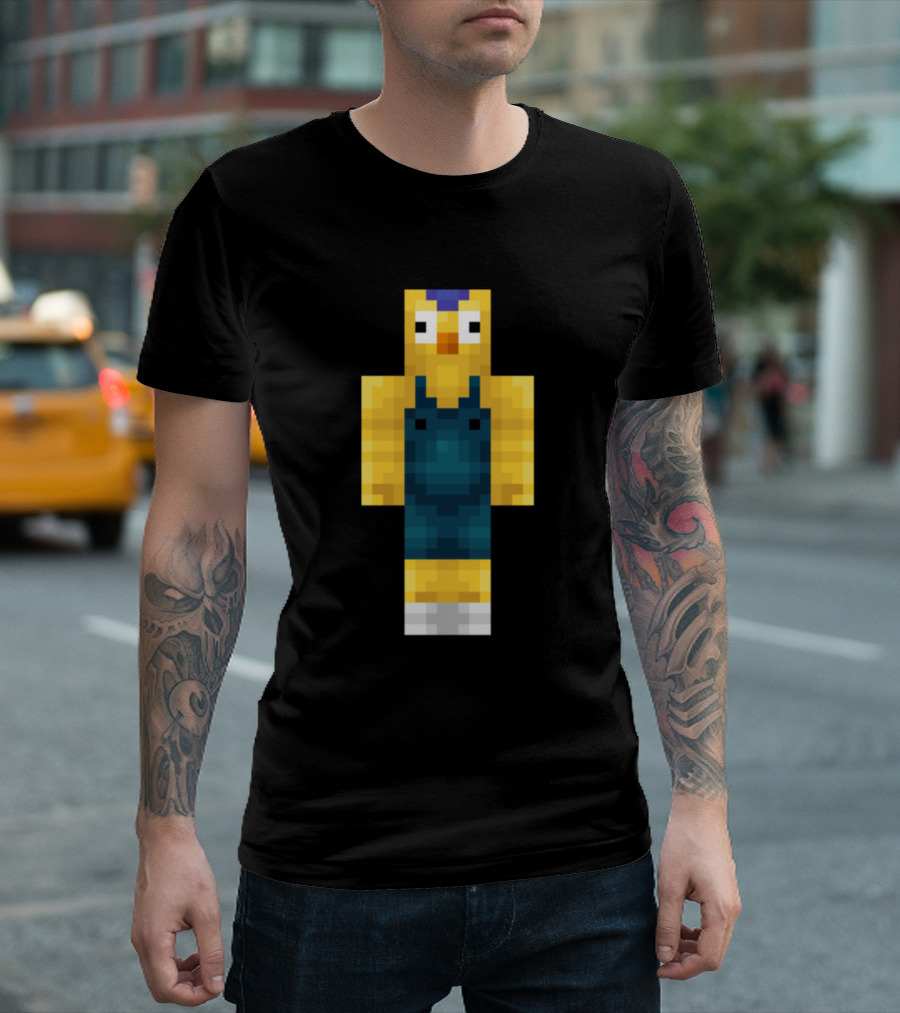 Dhmis Minecraft Pixel Art Character Yellow Duck Figure T-Shirt