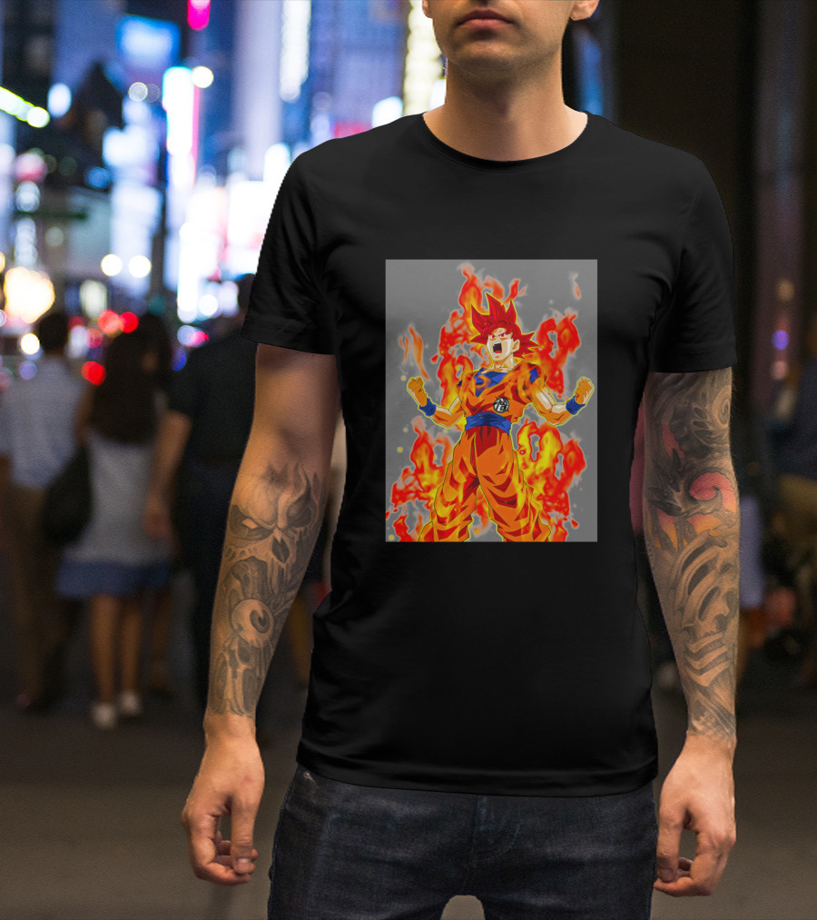 Dragonball Super Saiyan Goku Power Aura Flame Burst T-Shirt