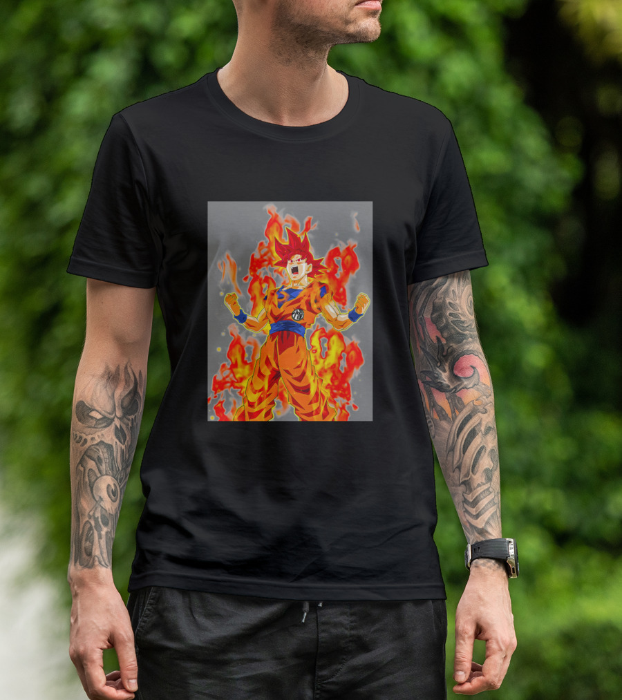 Dragonball Super Saiyan Goku Power Aura Flame Burst T-Shirt