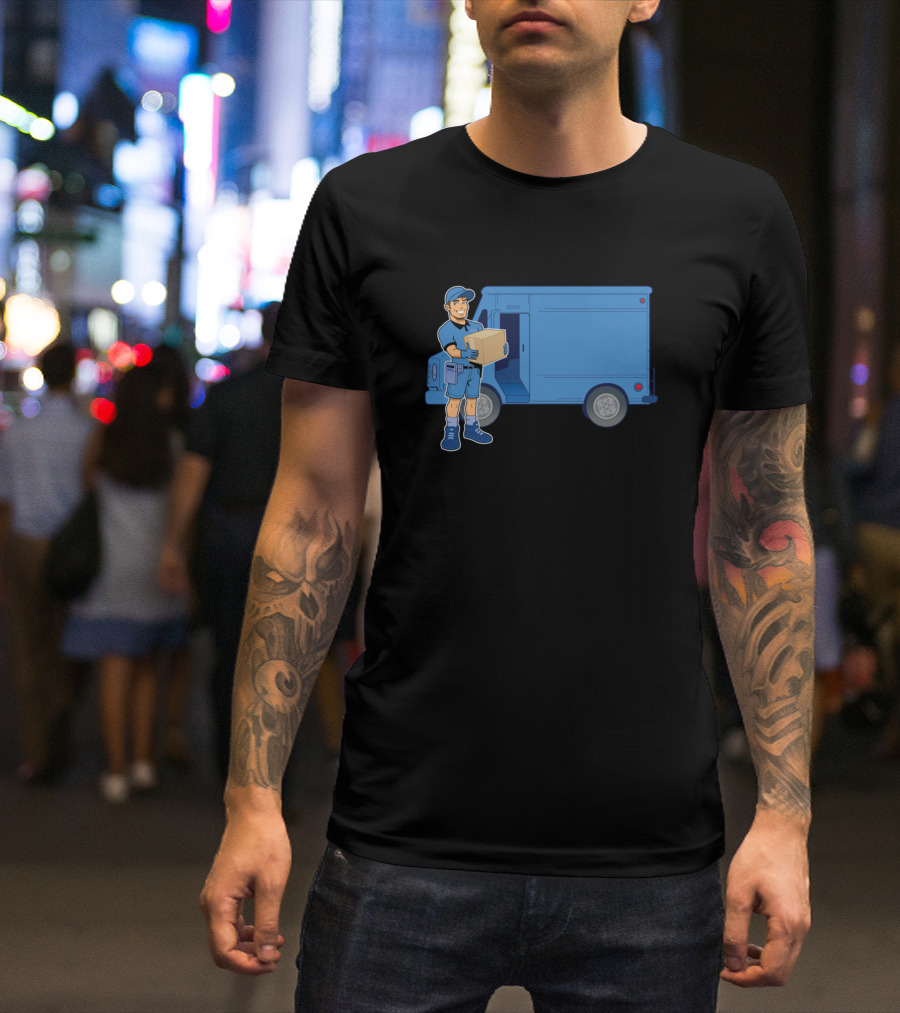 Express Delivery Man With Blue Van And Box T-Shirt
