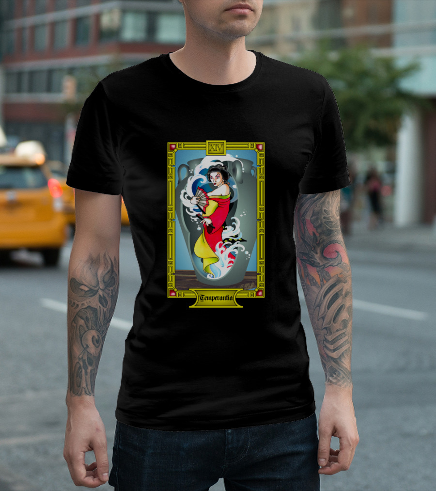 Temperantia Tarot Card XIV Geisha with Water and Fan T-Shirt