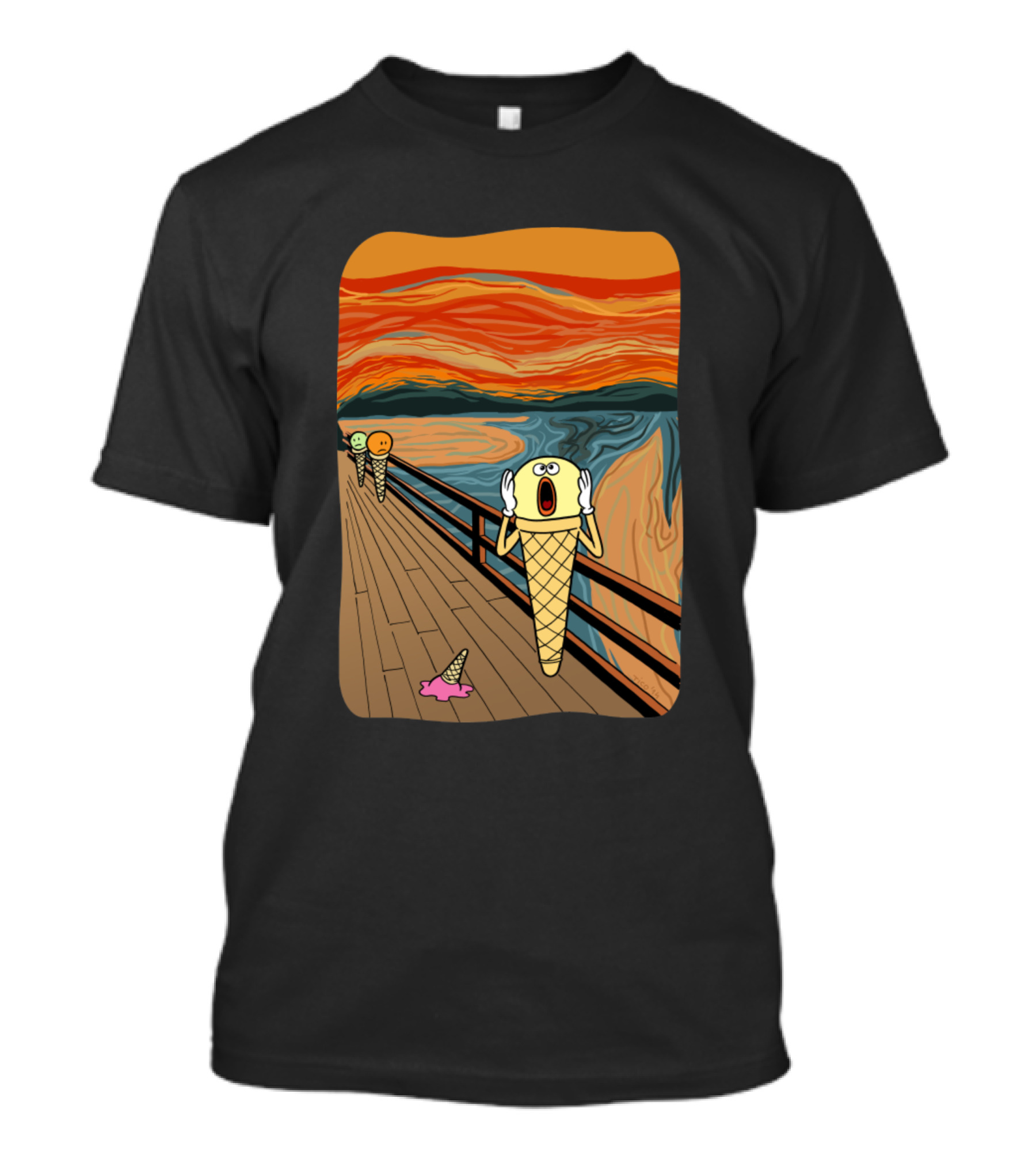 Iscream Parody Of The Scream By Edvard Munch With Ice Cream Cones And Melting Scoop T-Shirt
