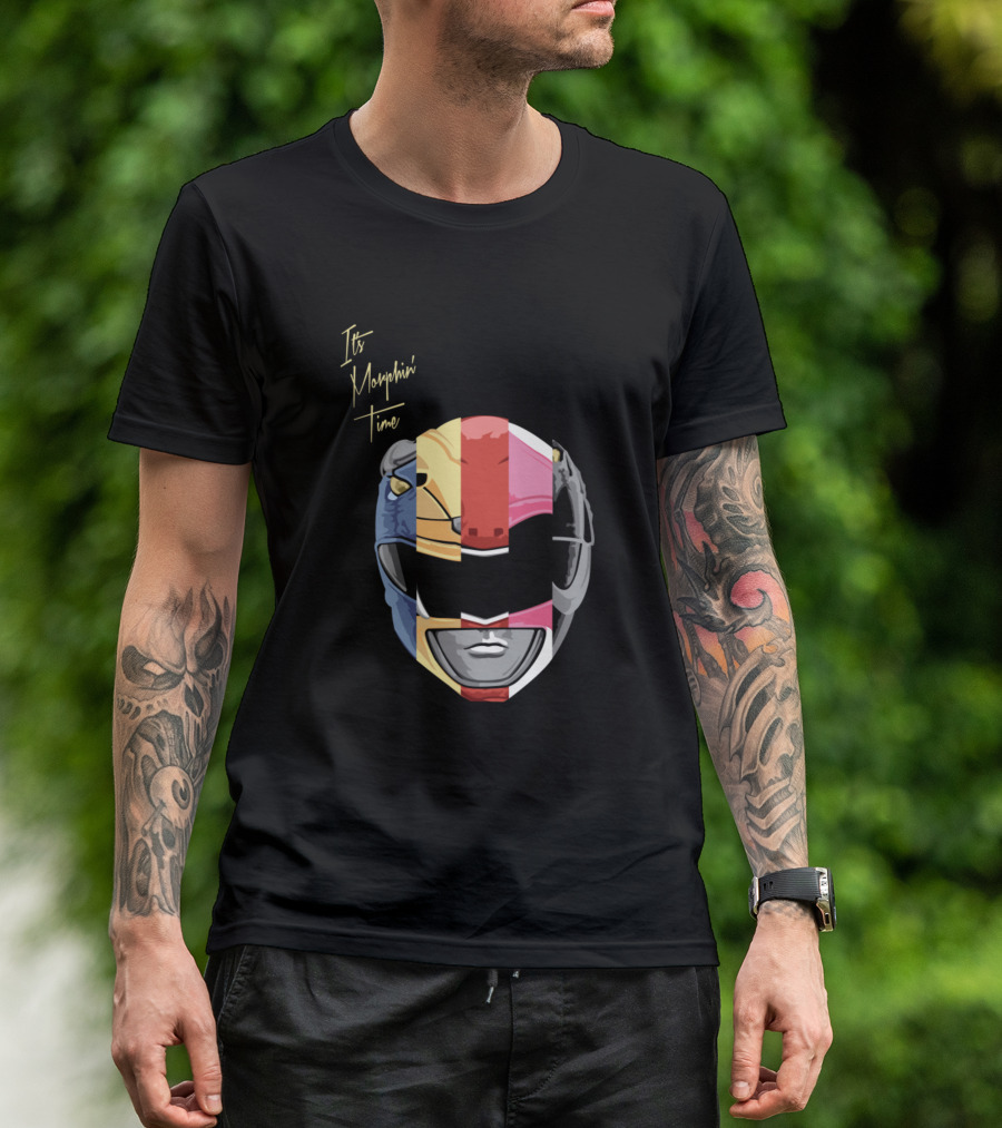 Power Rangers It's Morphin Time Helmet Collage T-Shirt