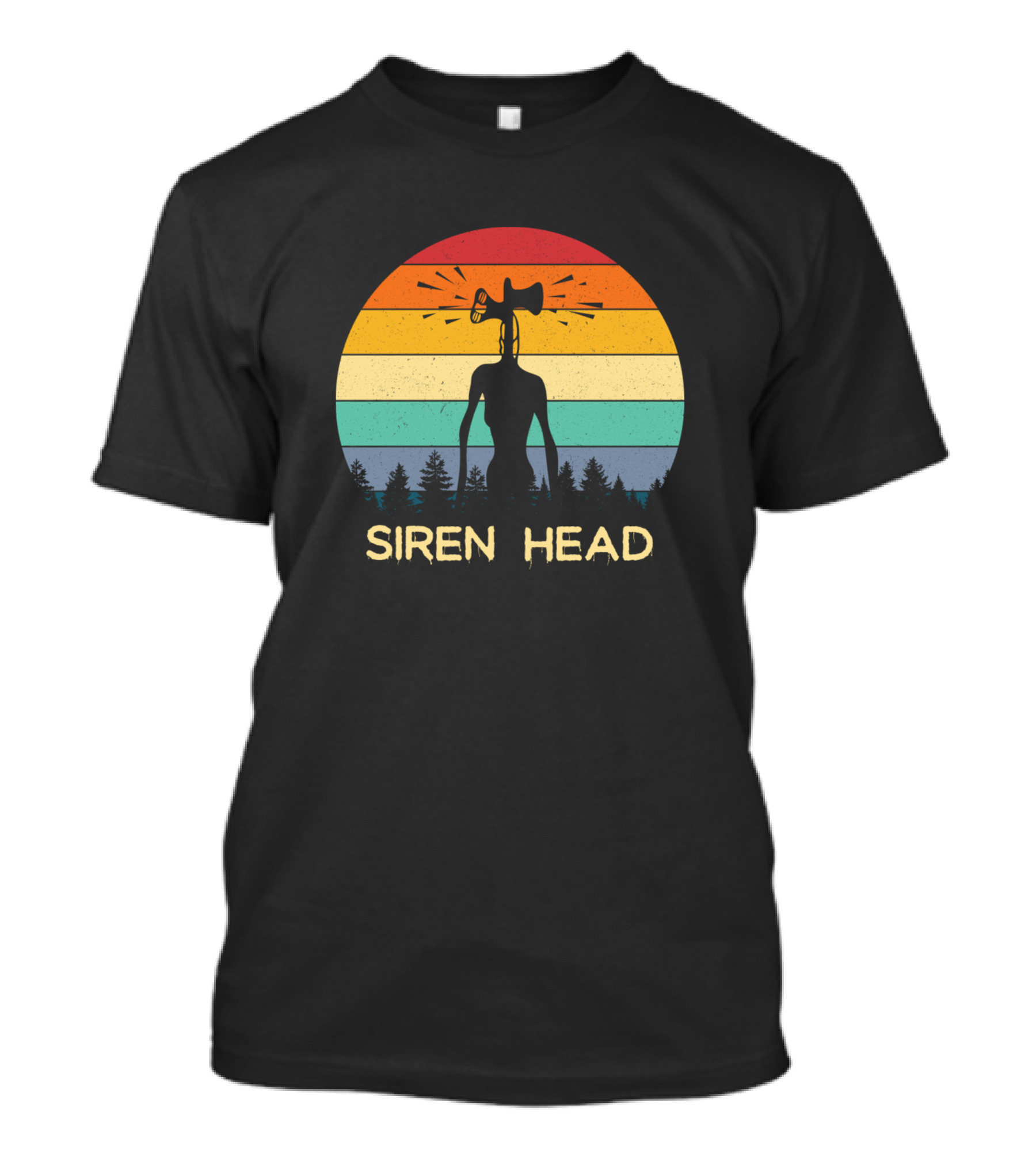Retro 80s Siren Head Monster Forest Silhouette Vintage Sunset T-Shirt