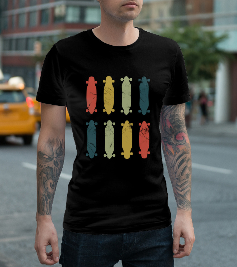 Retro Skateboard Vintage Skater Longboard Grunge T-Shirt