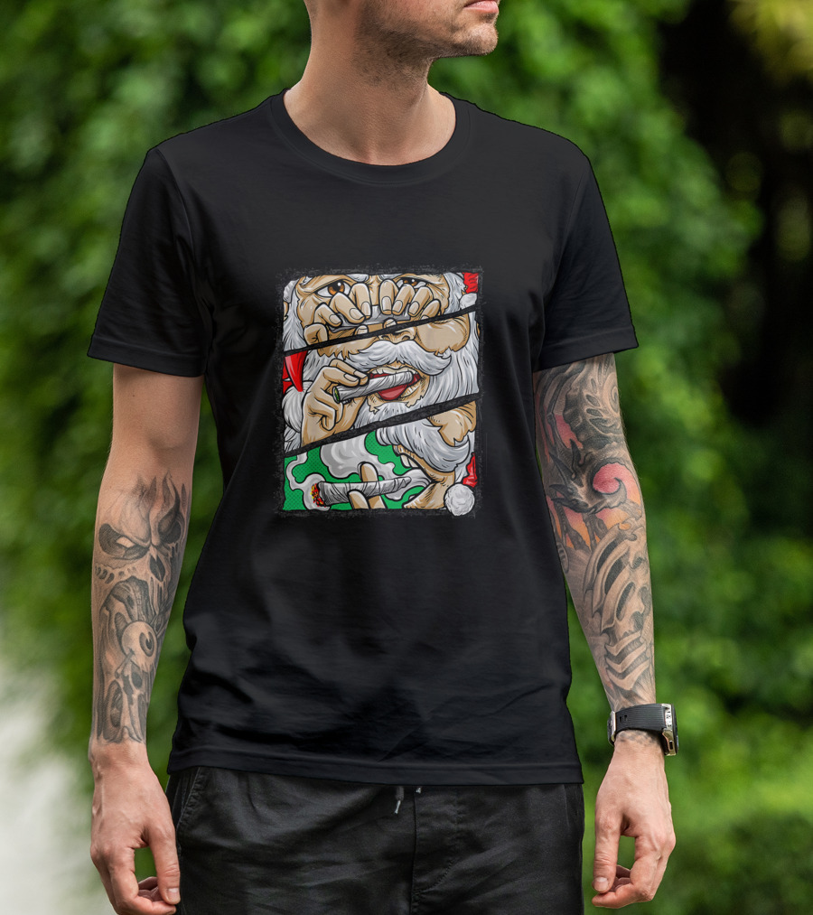 Santa Smoking Weed Joint Cannabis Christmas T-Shirt