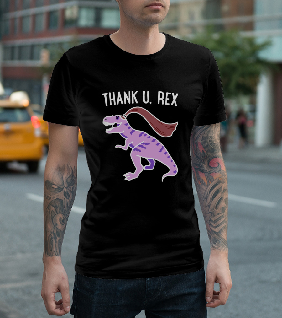Thank U Rex Dinosaur with Ponytail T-Shirt