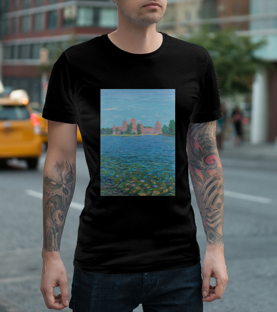 Trakai Castle Reflections and Water Lilies Lithuania Scenic View T-Shirt