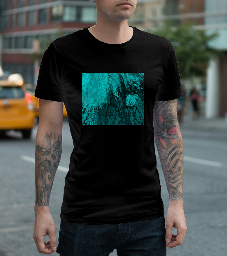 Turquoise Cold As Ice Batik Marble Style Aqua Texture T-Shirt