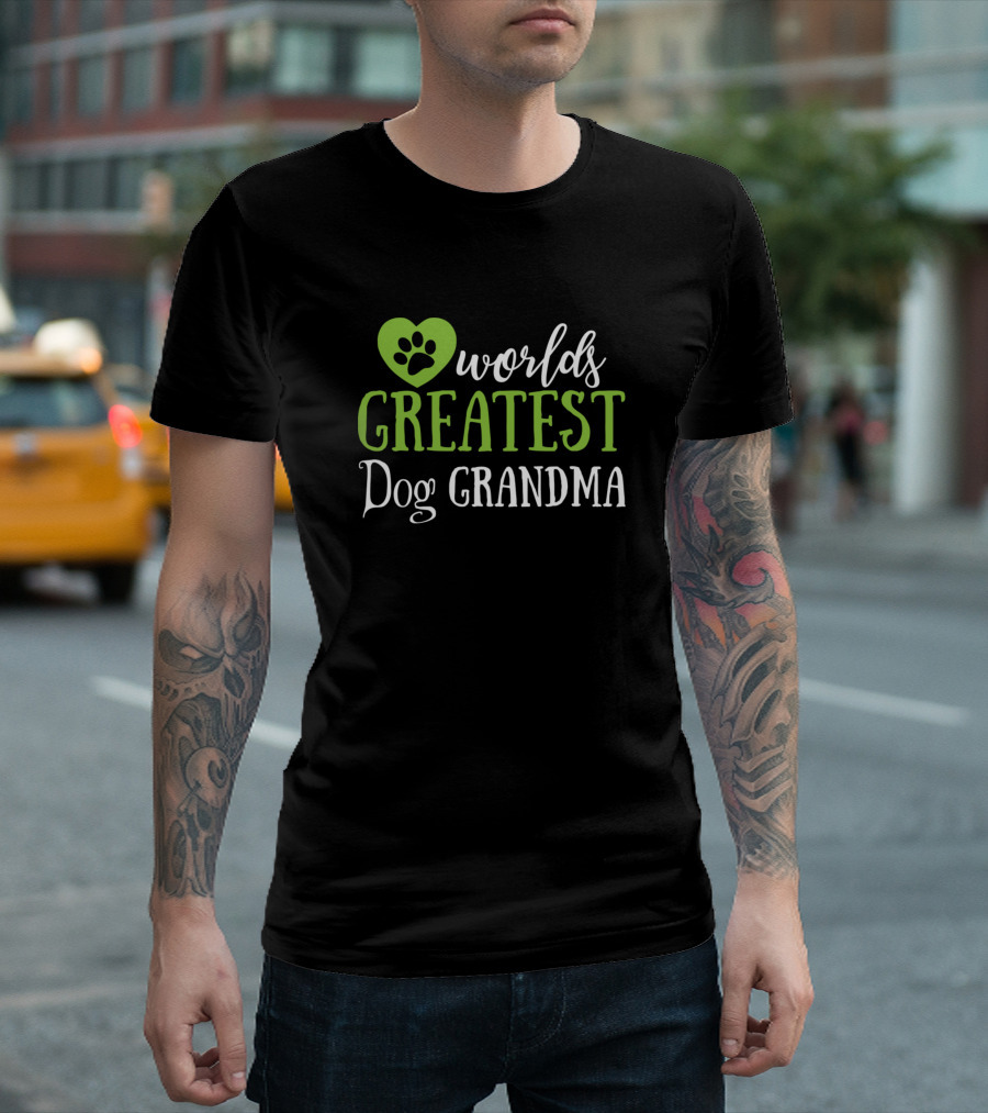 Worlds Greatest Dog Grandma Heart Paw Prints T-Shirt