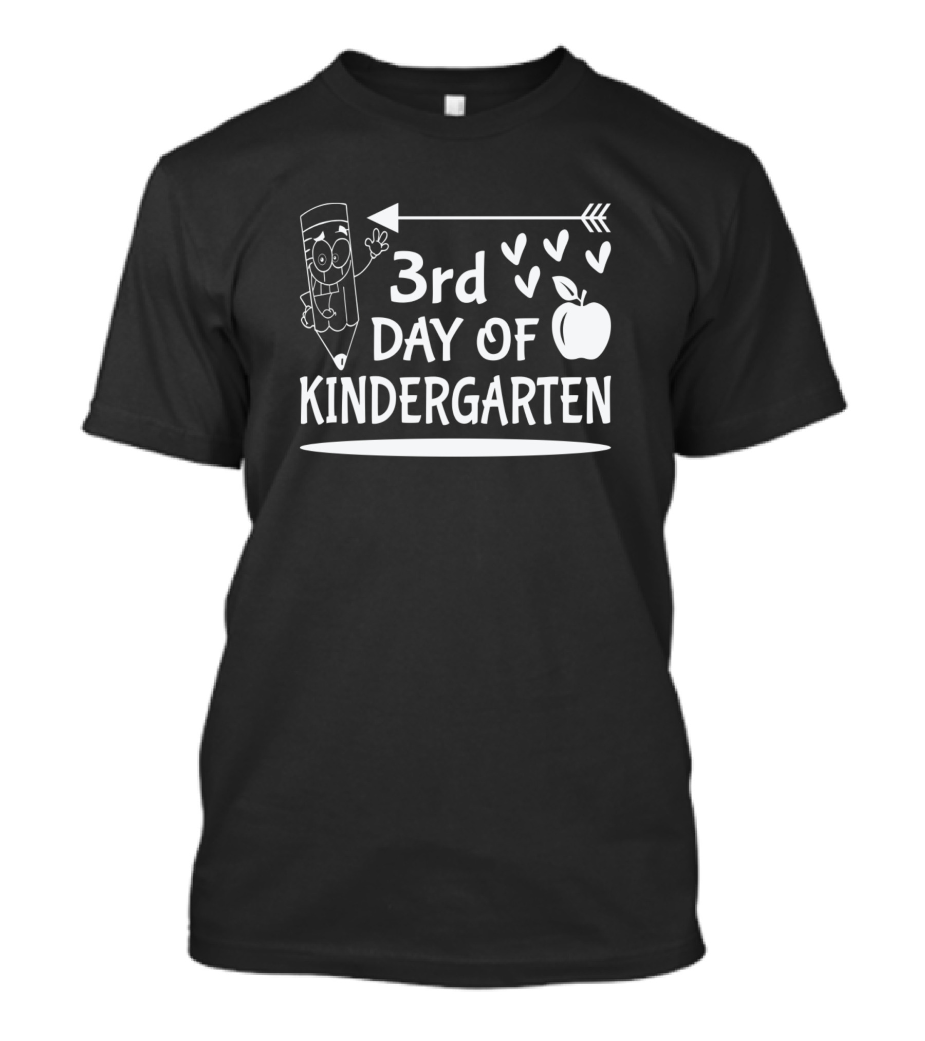 3rd Day Of Kindergarten Pencil Arrow Hearts Apple T-Shirt