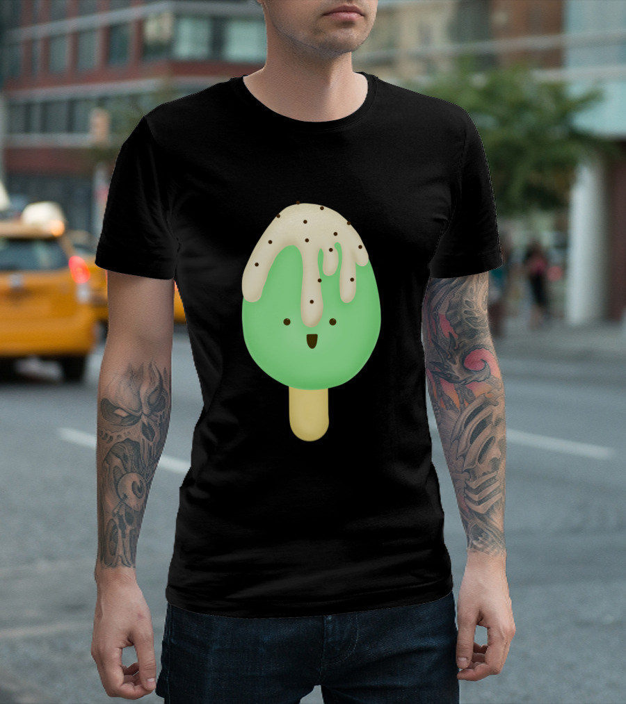 Avocado Cream Ice Popsicle Cute Dripping Smiley Face Kawaii T-Shirt