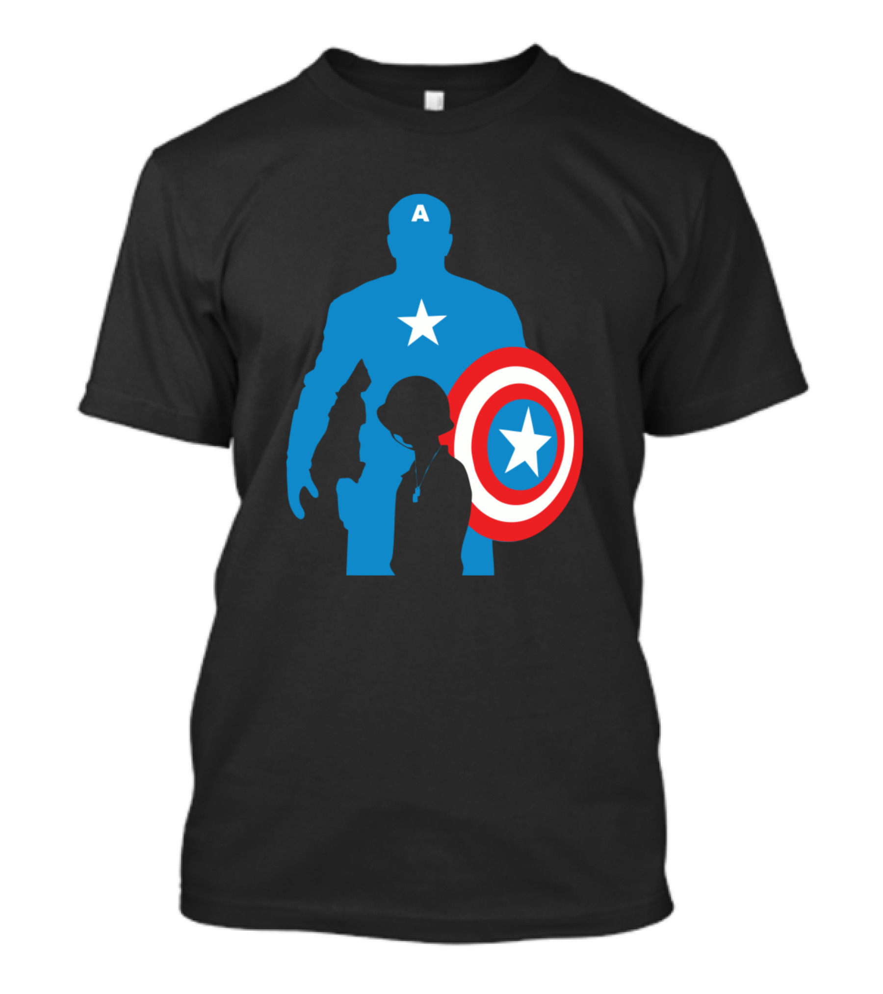 Captain America Silhouette With Shield And Heroic Child Inspiration T-Shirt