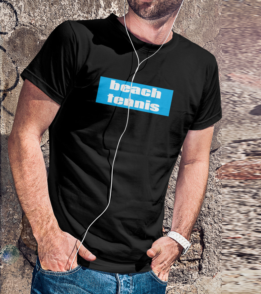 Beach Tennis Bold Blue Block Typography T-Shirt