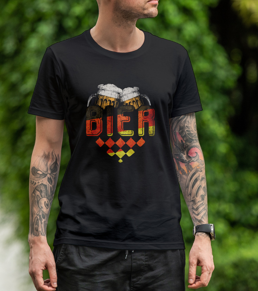 Bier German Flag Beer Mug Heart Oktoberfest Souvenir T-Shirt