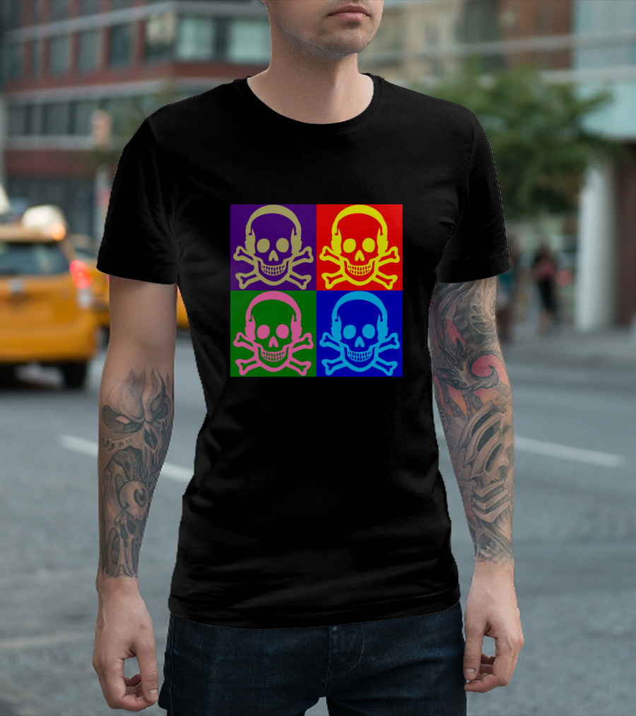 Big Podcast Pirate Warhol Style Skull Grid T-Shirt