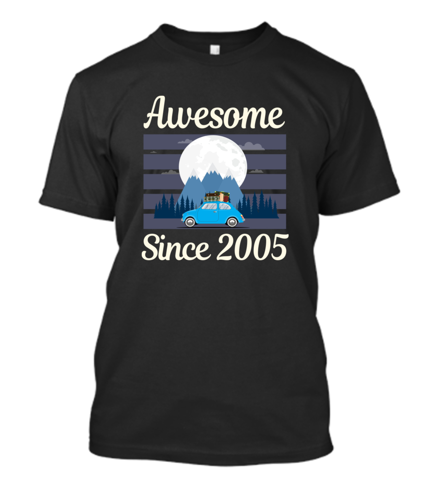 Awesome Blue Car Adventure Since 2005 Under Full Moon T-Shirt