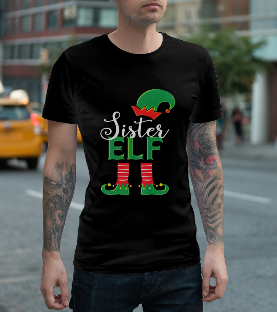 Sister Elf Christmas Family Matching T-Shirt