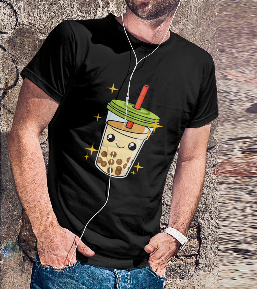 Sparkling Kawaii Chibi Bubble Tea Boba Milk Tea Cup T-Shirt