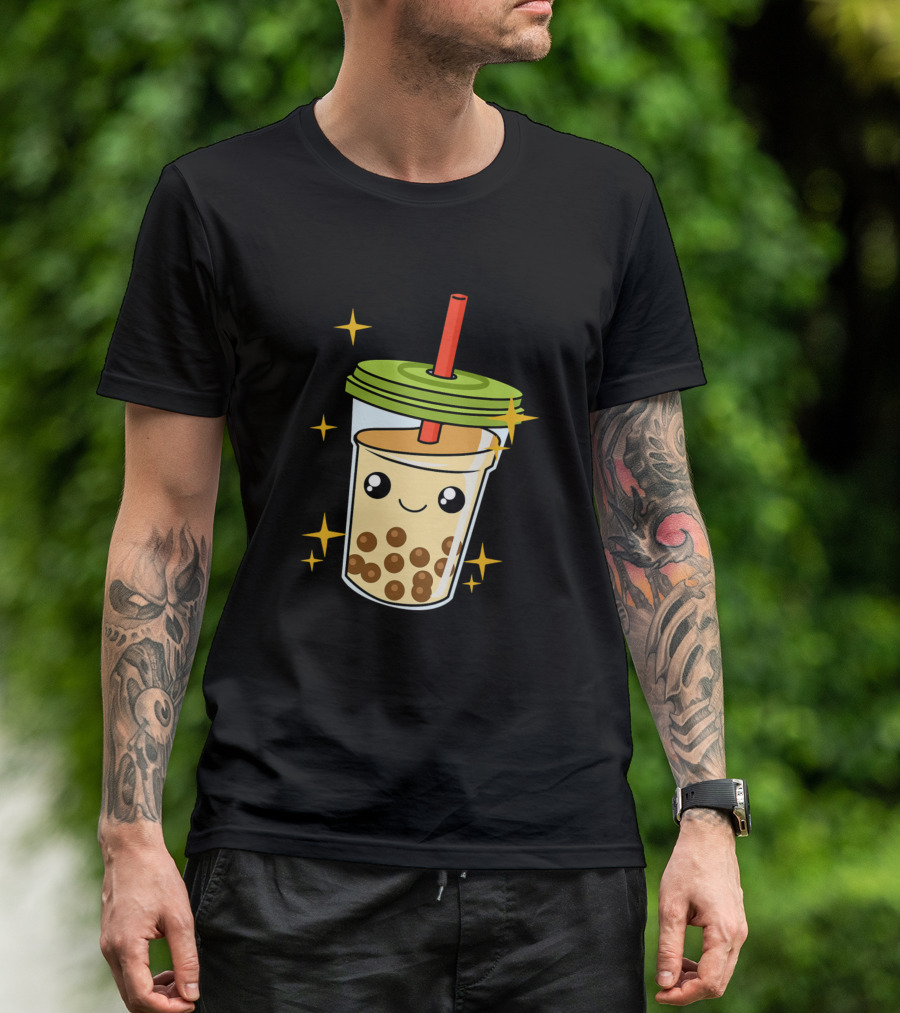 Sparkling Kawaii Chibi Bubble Tea Boba Milk Tea Cup T-Shirt