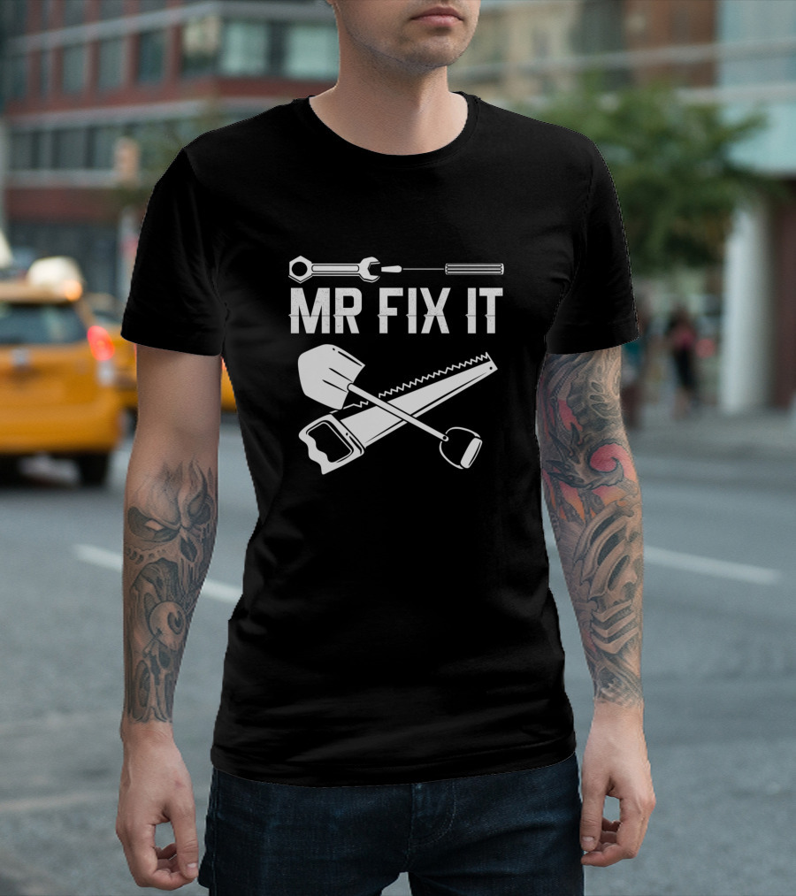 Dad Child Mr Fix It Wrench Saw Shovel Tools T-Shirt