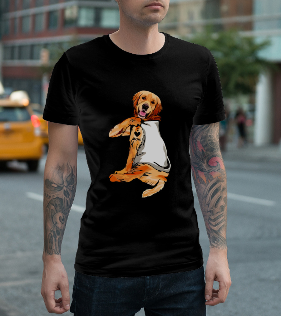 I Love Mom Tattoo Golden Retriever Mot T-Shirt