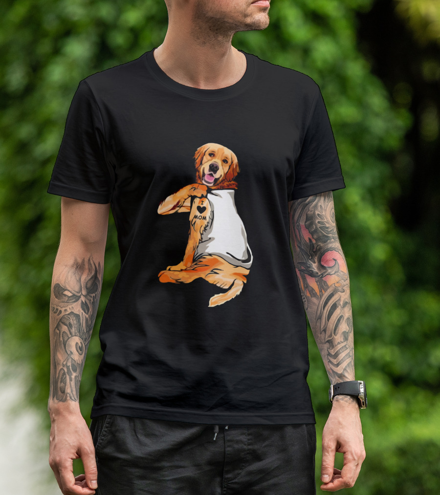 I Love Mom Tattoo Golden Retriever Mot T-Shirt