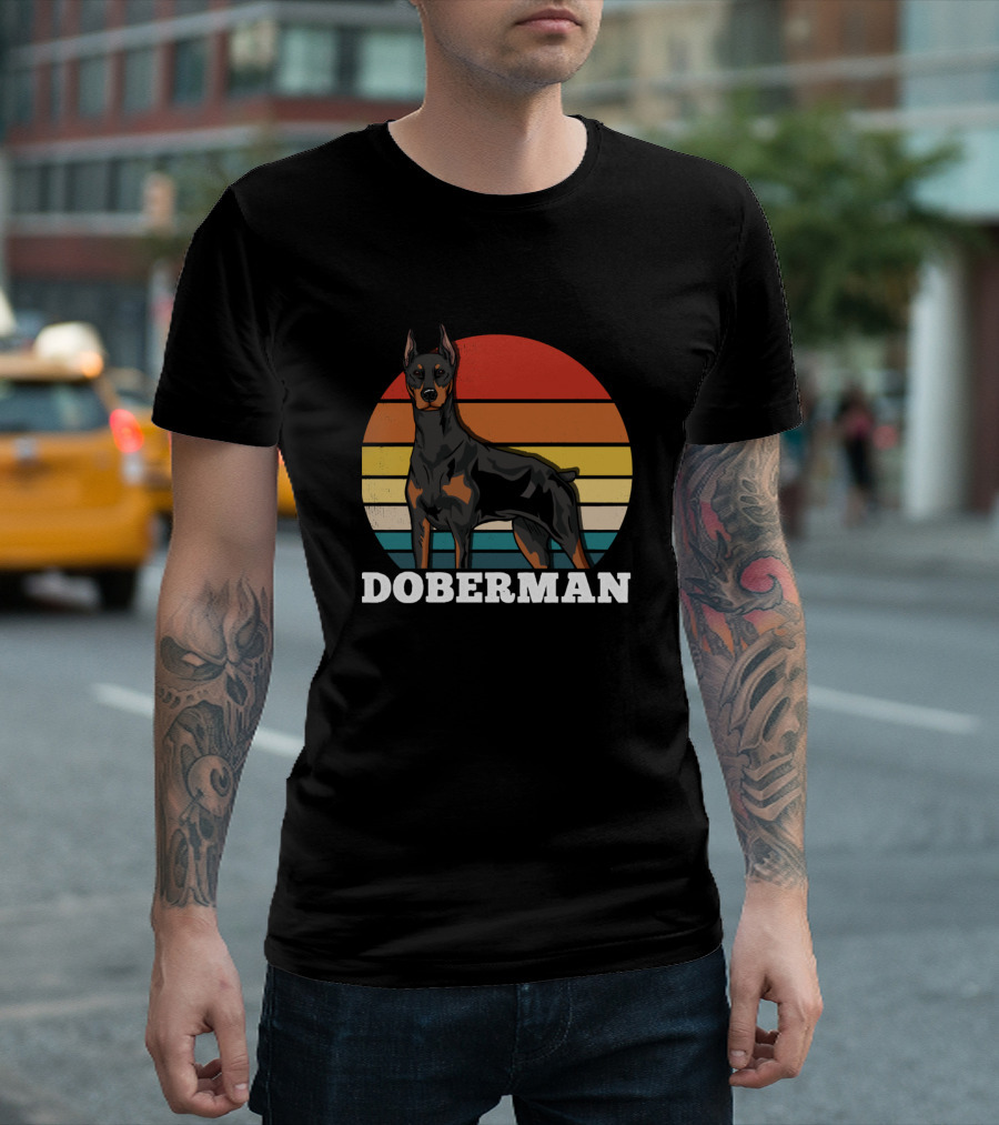 Doberman Retro Vintage Sunset T-Shirt